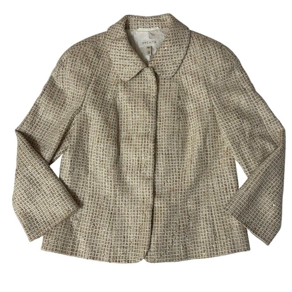 Escada Metallic Wool Blend Tweed Blazer